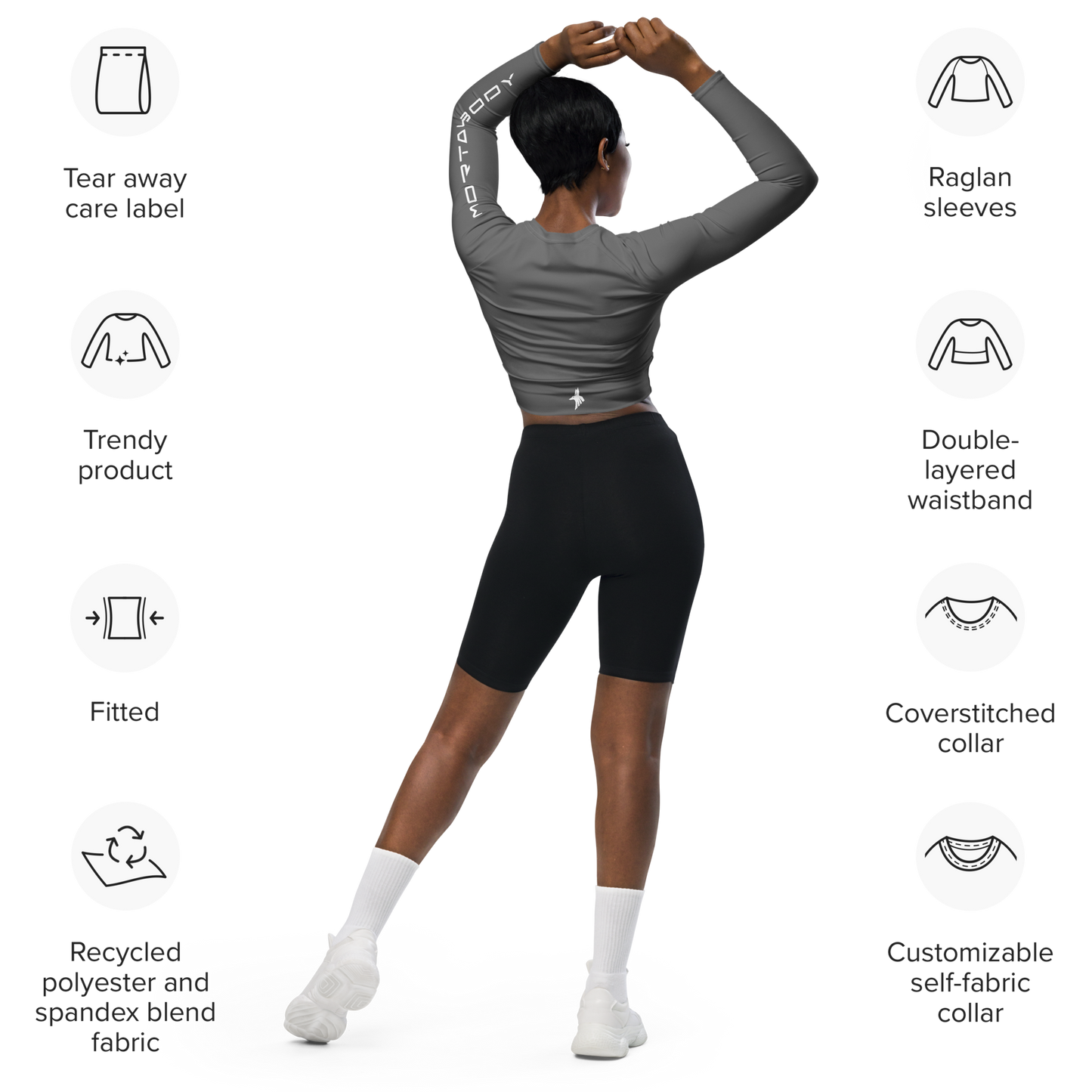 long-sleeve crop top (charcoal)