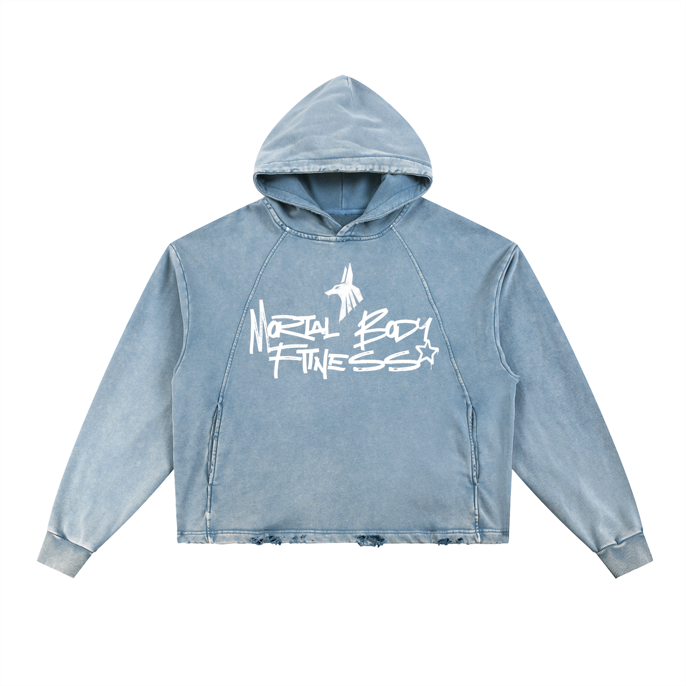 Vintage Washed Frayed-Hem Hoodie – Mortal Body Fitness