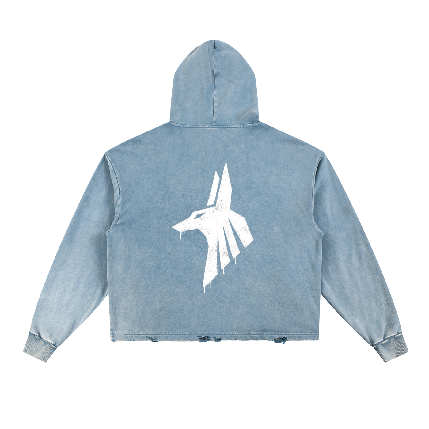 Vintage Washed Frayed-Hem Hoodie