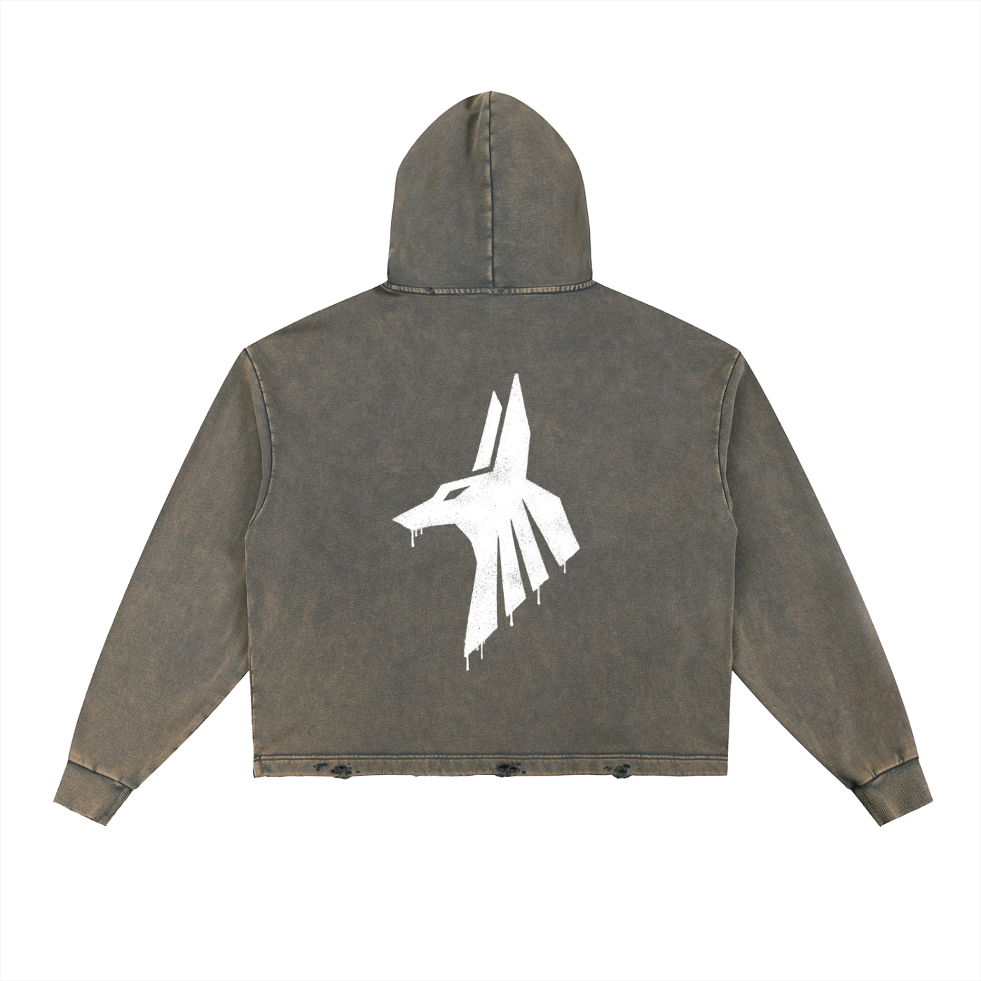 Vintage Washed Frayed-Hem Hoodie