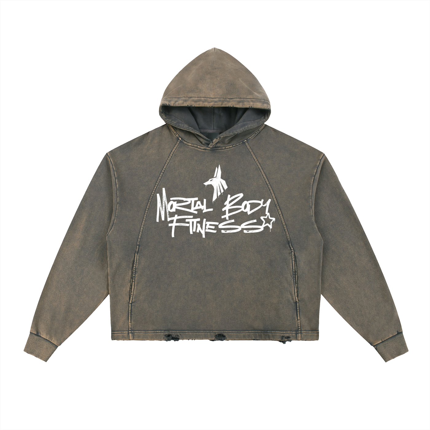 Vintage Washed Frayed-Hem Hoodie