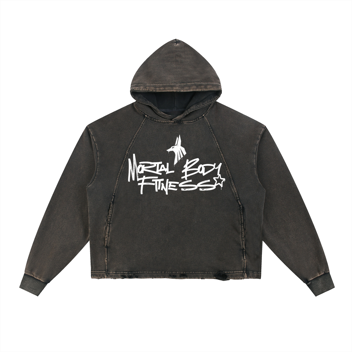 Vintage Washed Frayed-Hem Hoodie